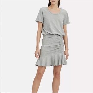 VERONICA BEARD Ruched Tee-Shirt Dress in Heather Gray NWOT/sz S